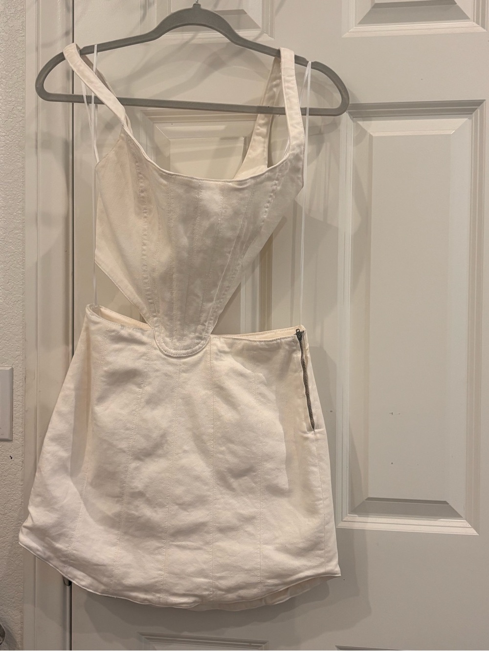 Zara Cream Cutout Mini Skort Dress with Straps